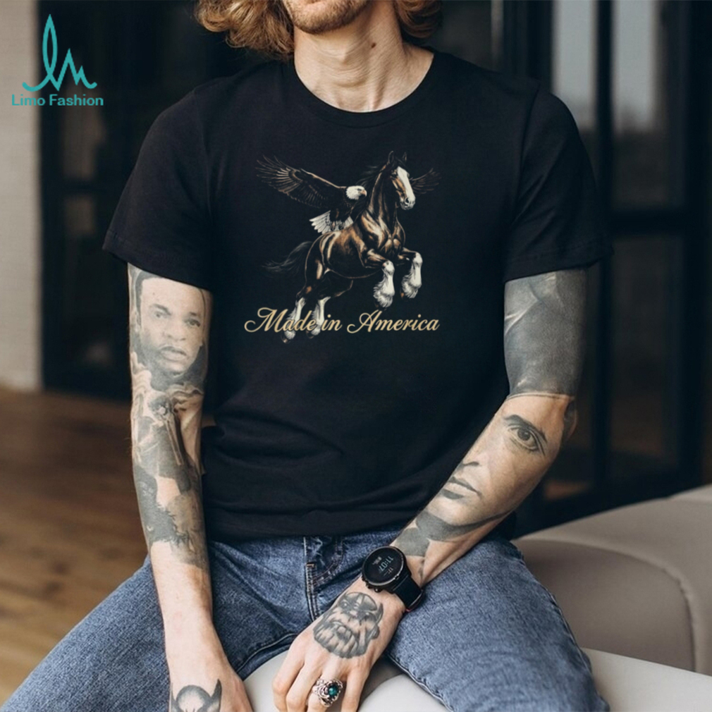 Made In America Majestic Horse and Bald Eagle Graphic T Shirt Made In America Majestic Horse and Bald Eagle Graphic T Shirt