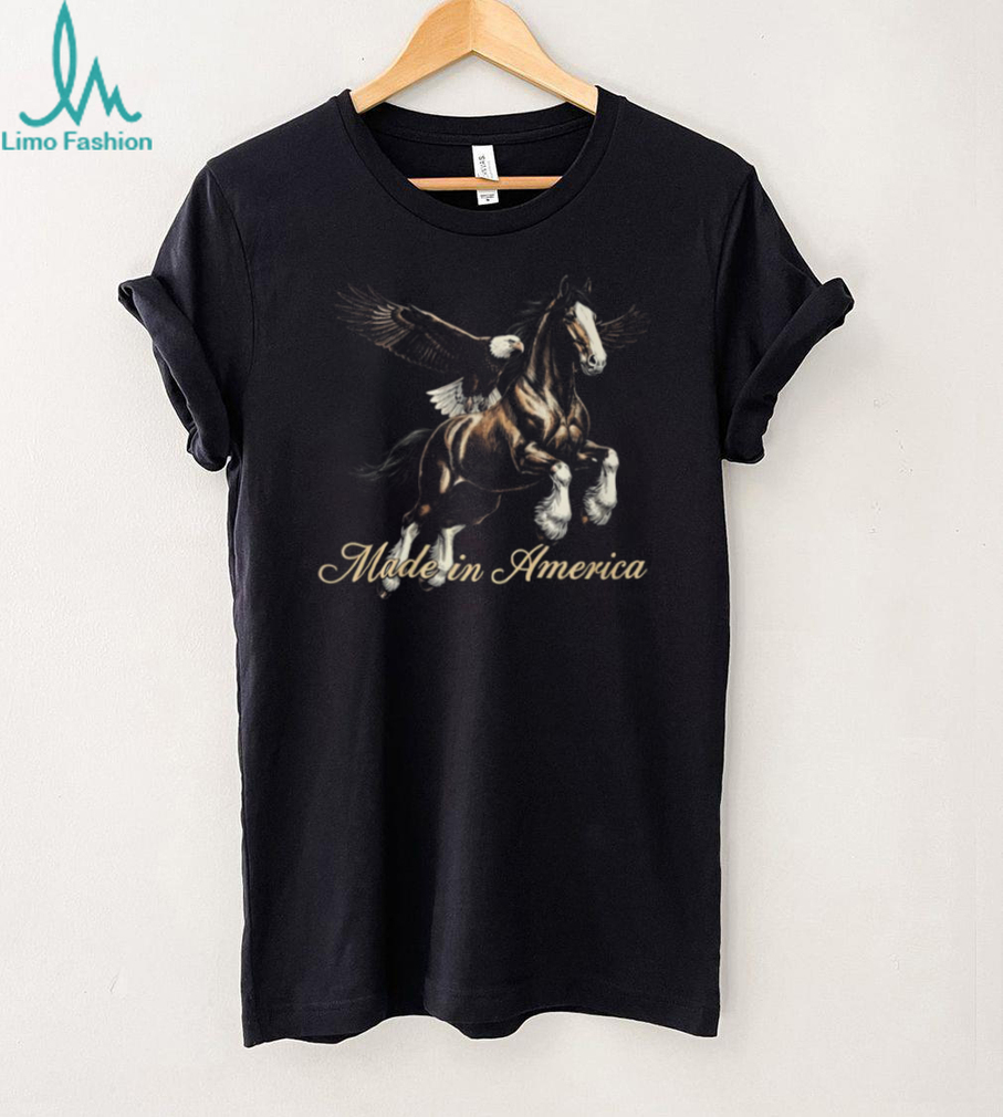 Made In America Majestic Horse and Bald Eagle Graphic T Shirt Made In America Majestic Horse and Bald Eagle Graphic T Shirt