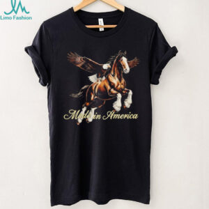 Made In America Patriotic Bald Eagle and Horse Graphic T shirt