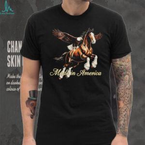 Made In America Patriotic Bald Eagle and Horse Graphic T shirt