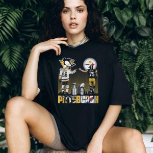 Mario Lemieux and Joe Greene Fist Bump Pittsburgh City Of Champions T Shirt