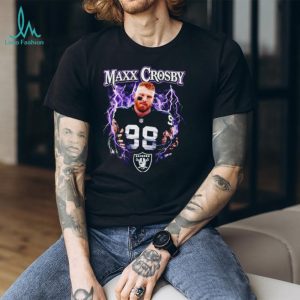 Maxx Crosby Las Vegas Raiders No. 98 Purple Lightning Graphic T Shirt