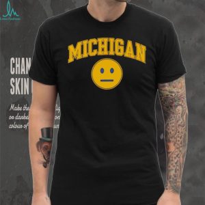 Michigan University Inspired Yellow Poker Face Smiley Graphic T shirt