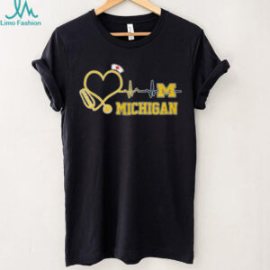 Michigan Wolverines Nurse Heartbeat Stethoscope T Shirt