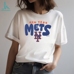 New York Mets Retro Wordmark Oatmeal Heather Crewneck T shirt