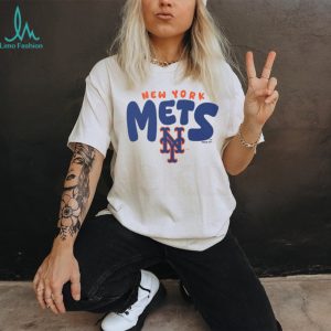 New York Mets Retro Wordmark Oatmeal Heather Crewneck T shirt