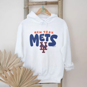 New York Mets Retro Wordmark Oatmeal Heather Crewneck T shirt
