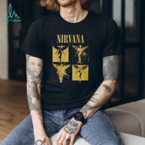 Nirvana In Utero Angel Sketch Gold Graphic Rock Band T Shirt