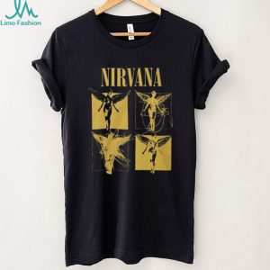 Nirvana In Utero Angel Sketch Gold Graphic Rock Band T Shirt