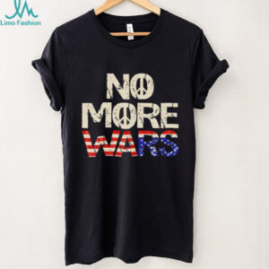 No More Wars Peace Sign American Flag Distressed Vintage T Shirt