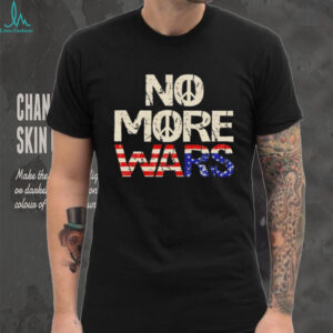 No More Wars Peace Sign American Flag Distressed Vintage T Shirt