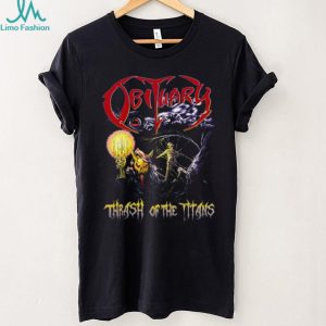 Obituary Band Thrash of the Titans Skeleton Fantasy Art T Shirt