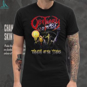 Obituary Band Thrash of the Titans Skeleton Fantasy Art T Shirt