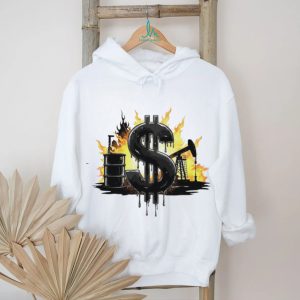 Oil Industry Money Dollar Sign Flame Graphic White T Shirt