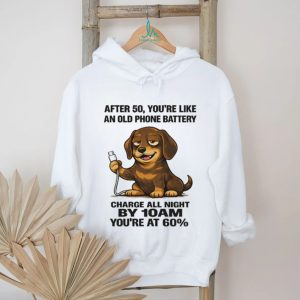 Old Phone Battery 50th Birthday Dachshund T Shirt Funny Aging Gift