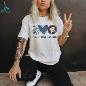 Peace Love Astros Houston Baseball Fan White Graphic T shirt