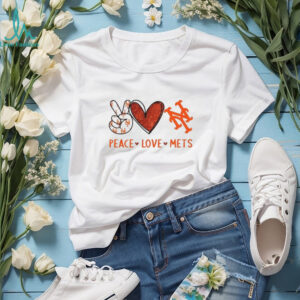 Peace Love Mets New York Baseball Glitter Heart Logo T Shirt