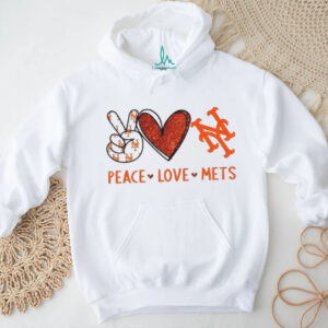 Peace Love Mets New York Baseball Glitter Heart Logo T Shirt