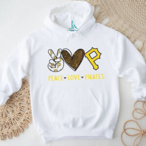 Peace Love Pittsburgh Pirates Baseball Gold Glitter Logo T Shirt