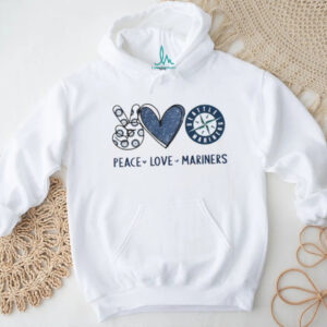 Peace Love Seattle Mariners Baseball Fan Navy Glitter Design T Shirt