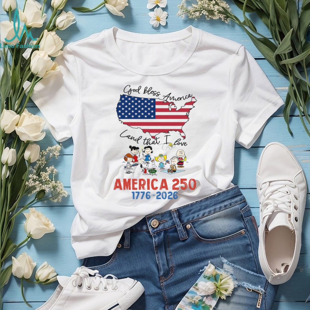Peanuts Gang God Bless America Land That I Love USA Map T Shirt Peanuts Gang God Bless America Land That I Love USA Map T Shirt