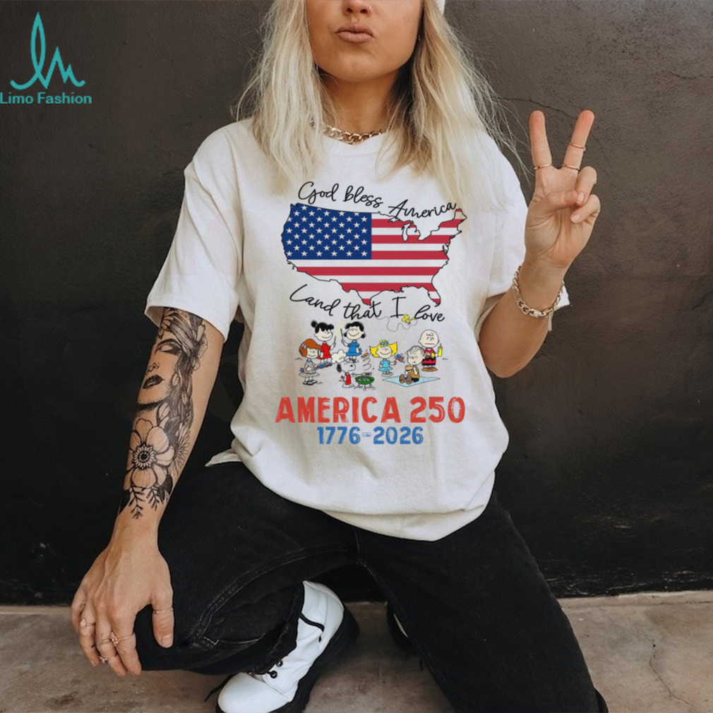 Peanuts Gang God Bless America Land That I Love USA Map T Shirt Peanuts Gang God Bless America Land That I Love USA Map T Shirt