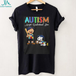 Peanuts Snoopy and Charlie Brown Autism Awareness Baseball T Shirt