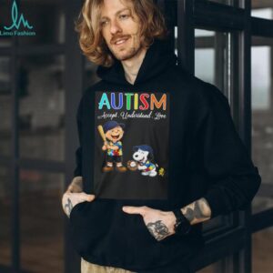 Peanuts Snoopy and Charlie Brown Autism Awareness Baseball T Shirt