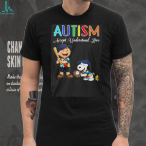 Peanuts Snoopy and Charlie Brown Autism Awareness Baseball T Shirt