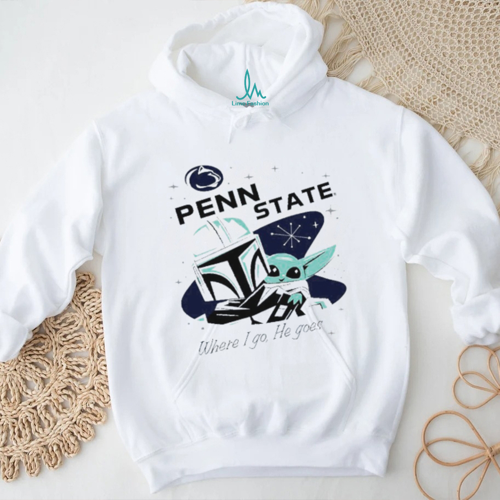 Penn State Nittany Lions x The Mandalorian “Where I Go He Goes” White T Shirt Penn State Nittany Lions x The Mandalorian “Where I Go He Goes” White T Shirt