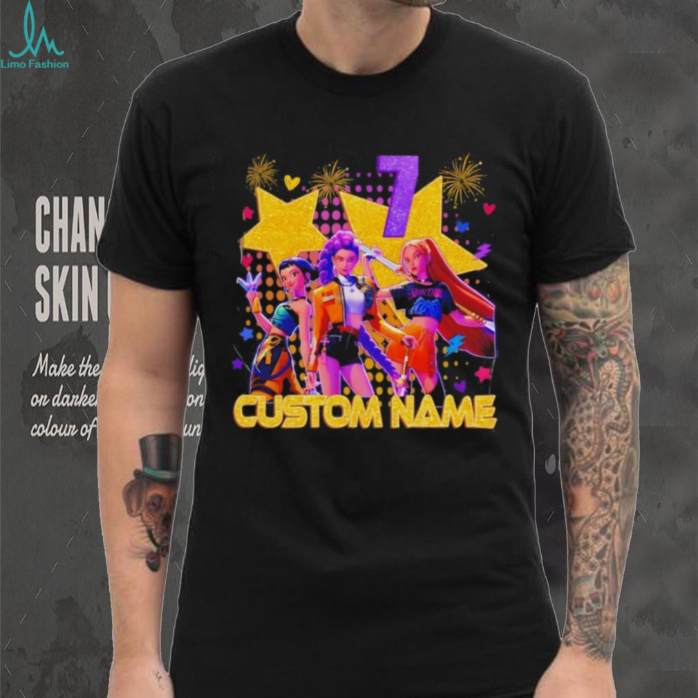Personalized Anime Girl Birthday Party Custom Name & Age 7 T Shirt Personalized Anime Girl Birthday Party Custom Name & Age 7 T Shirt