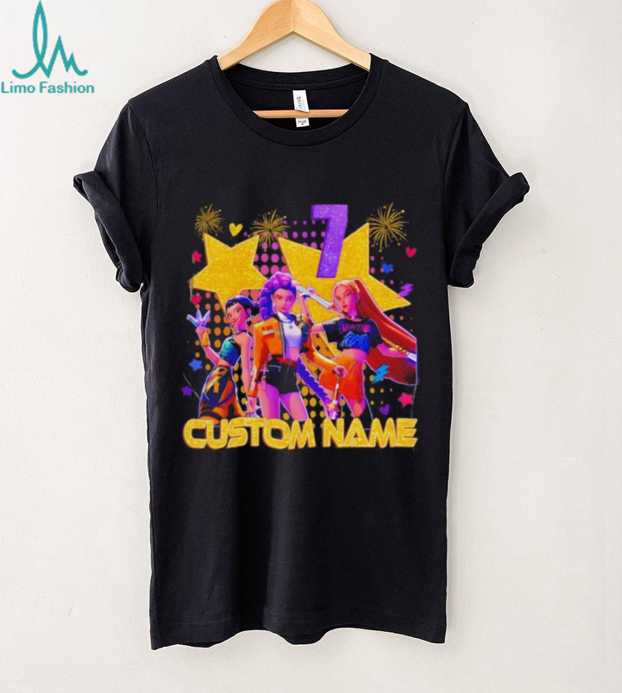 Personalized Anime Girl Birthday Party Custom Name & Age 7 T Shirt Personalized Anime Girl Birthday Party Custom Name & Age 7 T Shirt