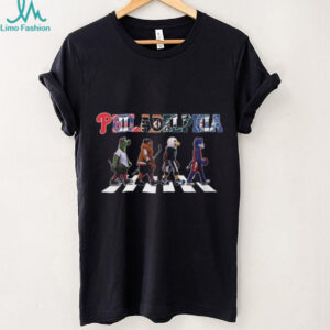 Philadelphia Sports Mascots Abbey Road Crossing Parody Black T Shirt