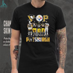Pittsburgh Greats 5 Man Lineup T Shirt Lemieux, Greene, Harris, Bradshaw, Clemente