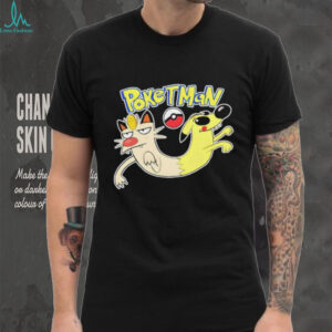 Poketman Cartoon Mashup Meowth and CatDog Inspired Parody T shirt