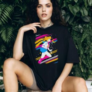 Sailor Moon and Luna Retro 80s Style Aesthetic Black T shirt