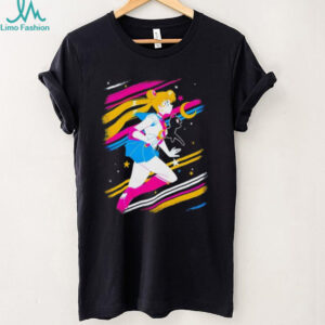 Sailor Moon and Luna Retro 80s Style Aesthetic Black T shirt