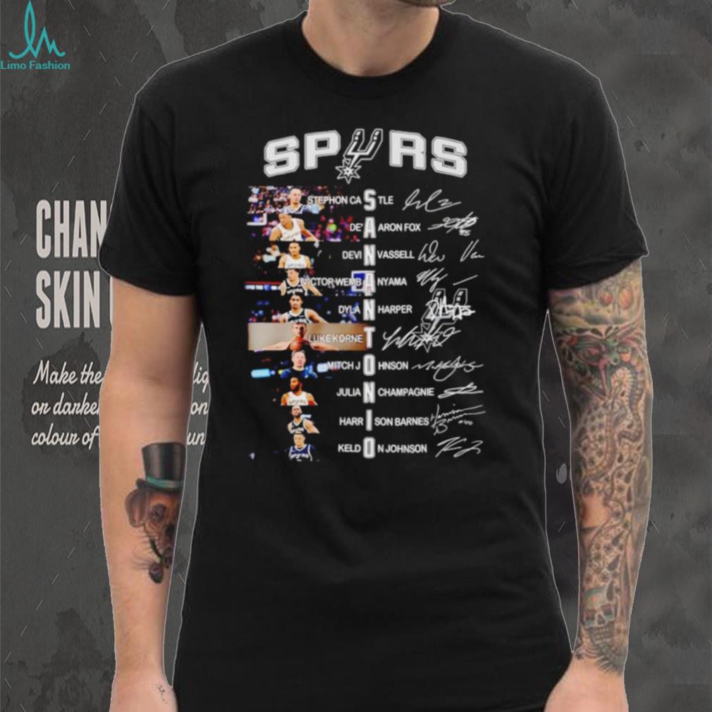 San Antonio Spurs 2026 Team Roster & Signatures Basketball T Shirt San Antonio Spurs 2026 Team Roster & Signatures Basketball T Shirt