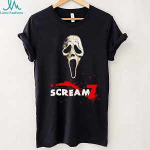 Scream 7 Ghostface Horror Movie Blood Splatter Graphic Tee