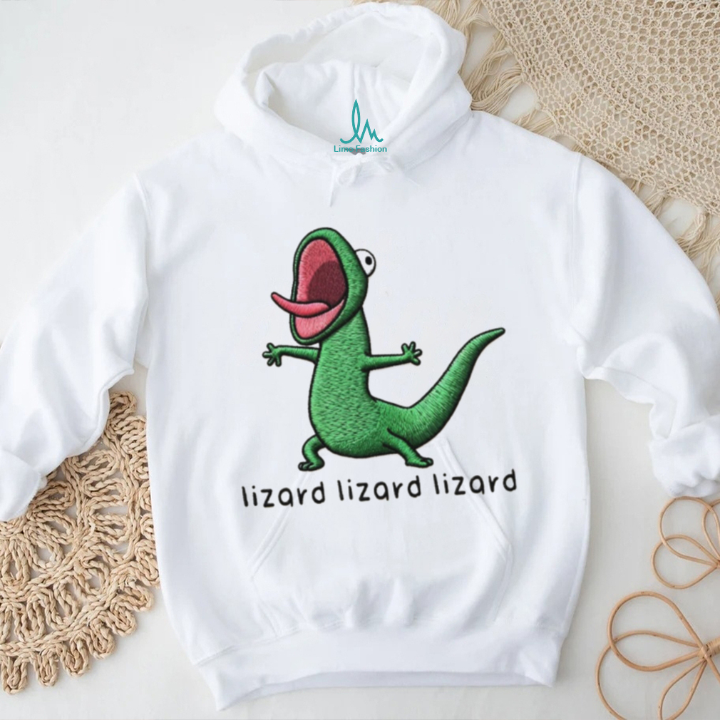 Screaming Green Lizard Embroidery Style Graphic T Shirt Screaming Green Lizard Embroidery Style Graphic T Shirt