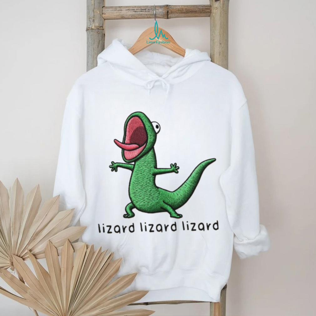 Screaming Green Lizard Embroidery Style Graphic T Shirt Screaming Green Lizard Embroidery Style Graphic T Shirt