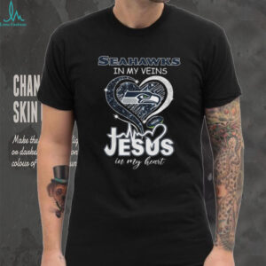 Seattle Seahawks In My Veins Jesus In My Heart Christian Fan Heart T Shirt