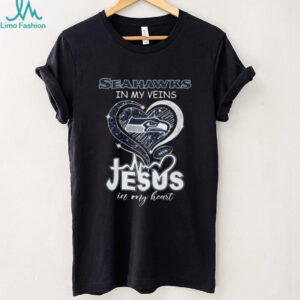Seattle Seahawks In My Veins Jesus In My Heart Christian Fan Heart T Shirt