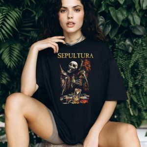 Sepultura Skeleton Angel Hourglass Chessboard Death Metal T Shirt