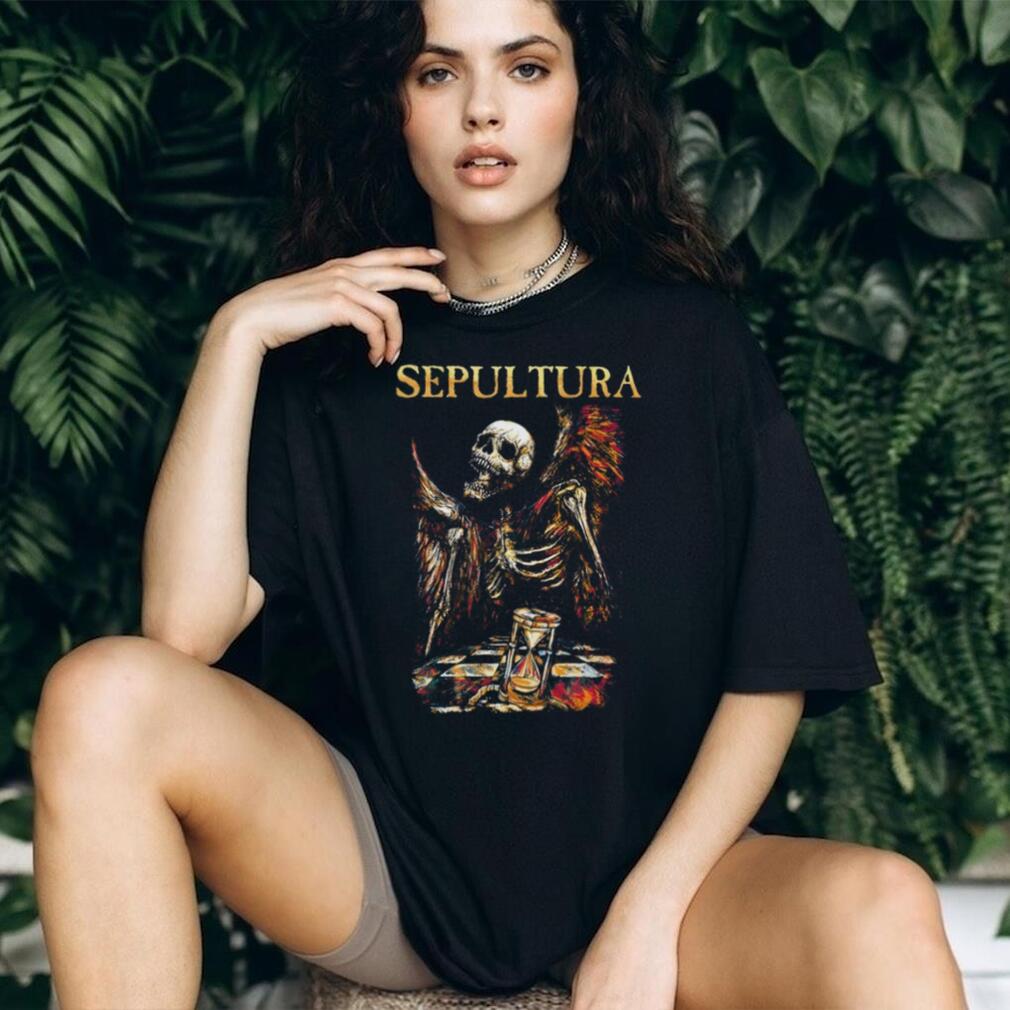 Sepultura Skeleton Angel Hourglass Chessboard Death Metal T Shirt Sepultura Skeleton Angel Hourglass Chessboard Death Metal T Shirt