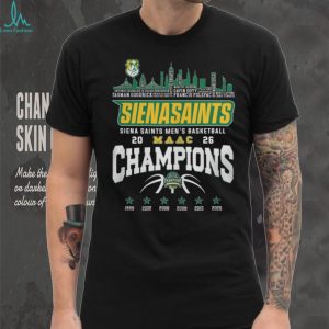 Siena Saints Men's Basketball 2026 MAAC Champions Skyline T Shirt