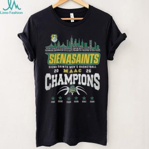 Siena Saints Men's Basketball 2026 MAAC Champions Skyline T Shirt