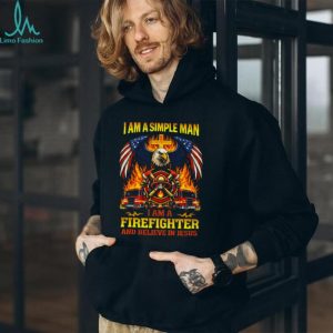 Simple Man Firefighter and Jesus American Eagle Patriotic T Shirt