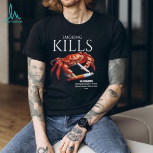 Smoking Kills Red Crab Holding Cigarette Graphic T Shirt
