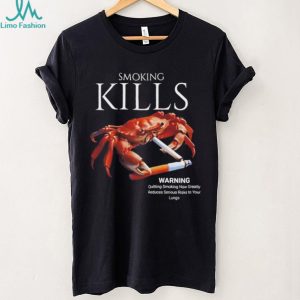 Smoking Kills Red Crab Holding Cigarette Graphic T Shirt